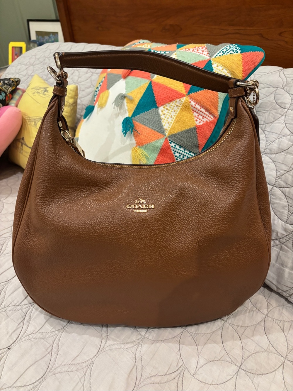 Coach Brown Pebbled Leather Hobo Bag